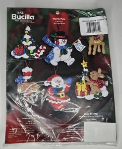 Nuevo BUCILLA Polo Norte Papá Noel Fieltro Lentejuelas Navidad Adorno Kit Juego De 6 85188 - Imagen 1 de 4