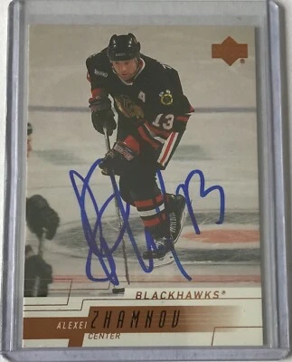 ALEXEI ZHAMNOV CHICAGO BLACKHAWKS SIGNED UPPER DECK 2000-01 CARD #42 AUTOGRAPH  - Image 1 of 2