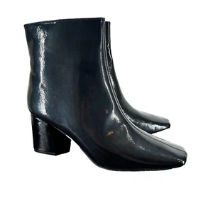 Journee Collection Damen Schwarz Lack Booties Stiefeletten Gr. 7,5 Neu - Bild 1 von 6