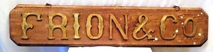 Antique Frion & Co Sign Board Wooden Brass Lettering Advertising Shop Display - Picture 1 of 12