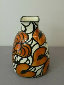 Schöne Keramik-Vase, Schramberg, braun/beige/schwarz - Bild 1 von 2