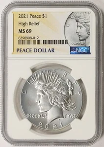 2021 $1 Peace Dollar High Relief NGC MS69 - Picture 1 of 4