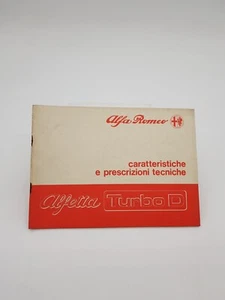 Manual Uso y Mantenimiento Alfa Romeo Alfetta Turbod Características Y Prescrizi - Imagen 1 de 24