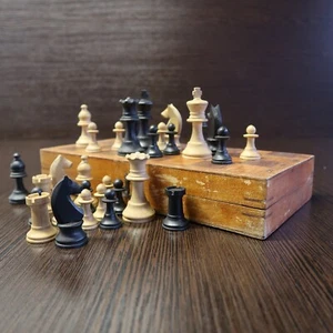 Juego de ajedrez soviético de madera 1961 antigüedades juego de ajedrez de madera con tablero de 9,84 pulgadas - Imagen 1 de 12
