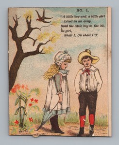 No 1 Little Boy Girl Lived in Alley Damaged Ripped Victorian Trade Card Ad