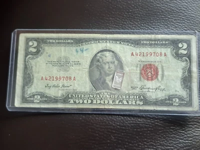 1953, USA, $2, RED SEAL, CIRCULATED, VERY GOOD CONDITION, HOW YOU CAN SEE. - Image 1 of 2