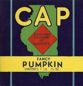 CAP Fancy Pumpkin Original Vintage Can Label Capitol Grocery Co. Springfield, Il - Picture 1 of 2