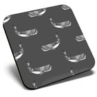 Square Single Coaster bw - Blue Abstract Whale Pattern  #37997