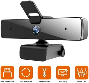 Webcam with Microphone and Privacy Cover, [Upgraded] QTNIUE FHD Webcam 1080p - Picture 1 of 8