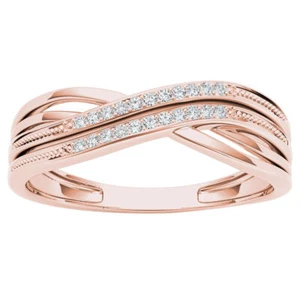 10k Rose Gold 0.05Ct Diamond Cocktail Engagement Ring Sz 7.5, H-I I2 - Picture 1 of 8