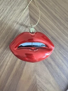 Bright Red Lips Glass Christmas Valentine’s Ornament Decoration - Picture 1 of 4