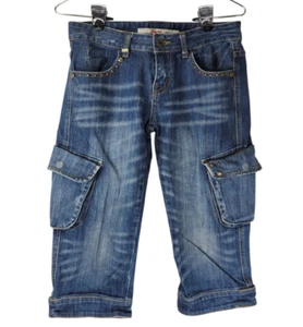 Only Jeans Womens 29 Blue Denim Studded Utility Cargo Pockets Low Rise Y2k 90s - Picture 1 of 24