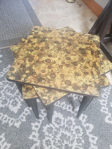 Vintage Set Of Three Mid Century Modern Kitsch Stacking Nesting Tables MCM Retro Cover