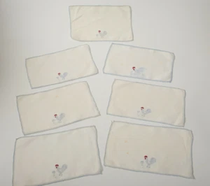Madeira Linen Cocktail Napkins Cock Roosters (F1L-13) 5 White Embroidered Edge - Picture 1 of 12