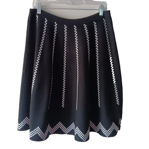 Spense Brand Mujer Grande Rayón Nylong Falda Hasta la Rodilla Negro Blanco Diseño E1 - Imagen 1 de 13
