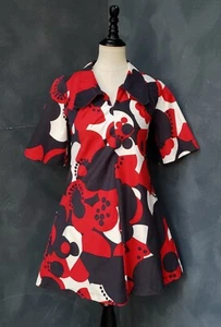 Mini Vestido Vintage Ivana Helsinki Negro Rojo Estampado Geométrico XS/S En muy buen estado - Imagen 1 de 21