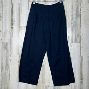 Zara Pants Womens M Medium Blue Wide Leg w Pockets Linen Cotton Blend Lagenlook - Picture 1 of 16