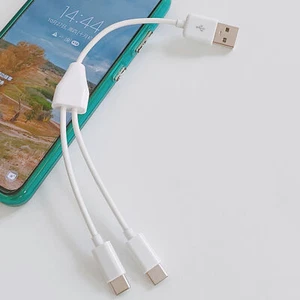 20cm 2-in-1 USB-C Charger Cable - Dual Fast Charge for iPhone/Samsung/Tablets - Picture 1 of 8