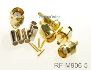 5-Pack SMA Male Crimp-Type Connector for RG174/RG316/LMR100 Wire, RF-M906-5 - Picture 1 of 1