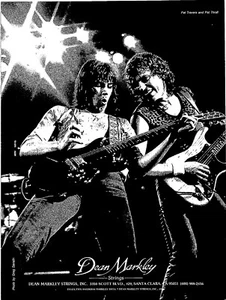 VINTAGE 1980 DEAN MARKLEY GUITAR STRINGS PAT TRAVERS PAT THRALL PRINT AD - Picture 1 of 1