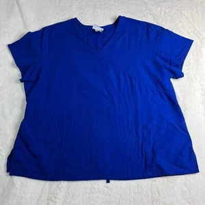 Scrubs Womens Blue V-Neck Short Sleeve Scrub Top Size 2XL - Picture 1 of 5
