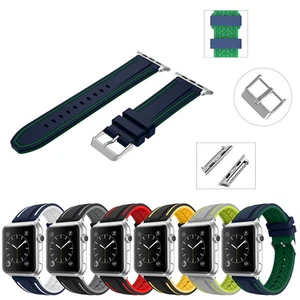 Silicon Replacement Watch Band for Apple Watch Ultra 2 Series 9 8 7 SE 6 5 4 3 2 - Picture 1 of 36