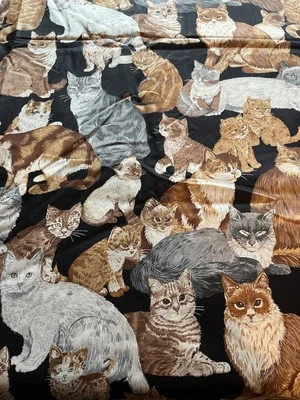 4.5 Yds Quilt Craft Fabric CATS Breeds  Material 164 x44 Vintage Cranston Print - Image 1 of 3