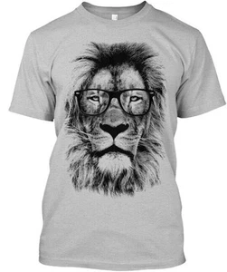 Hipster Lion T-Shirt Made in the USA Size S to 5XL - Picture 1 of 1