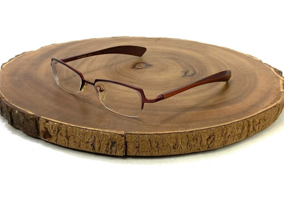 GOLD AND WOOD PARIS Eyeglass Frame M02 17 Burgundy Half Rim BA14 France 51 19 mm - Image 1 of 4