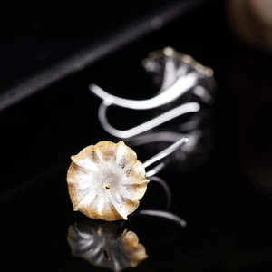Pendientes N04 flor viento suntuoso plata de ley 925 - Imagen 1 de 6