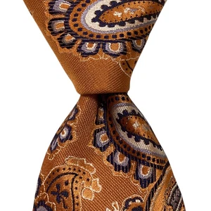 NAUTICA Men's Silk Necktie 58 7/8" USA Designer PAISLEY Orange/Blue/White EUC - Picture 1 of 3