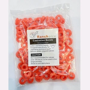 Latex Castration Bands for Goat Castration Rings for Lambs 100pcs Orange - Picture 1 of 4
