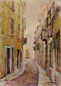 " CONTRADA DEL MANGANO BRESCIA " G ADORNI 1996 25 x 35 DIPINTO OLIO SU TELA - Picture 1 of 2