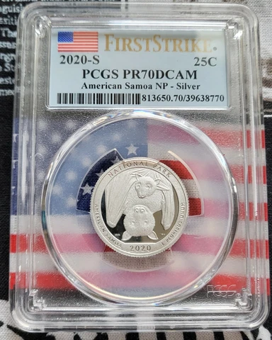 2020-S PCGS PR70DCAM Struck Thru Bat American Samoa Pandemic Quarter 1ST STRIKE Cover
