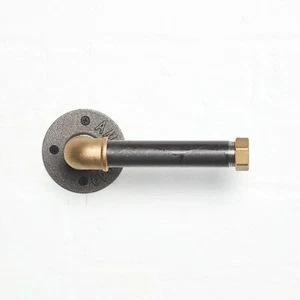 Industrial Steampunk Toilet Roll Holder - Made From Black & Brass Pipe Fittings! - Picture 1 of 4