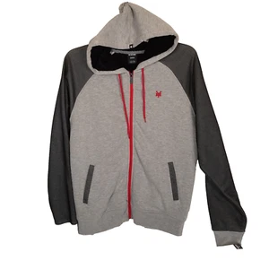 Zoo York Gray w/ Red Full Zip Hoodie Mens Sz M Unisex Y2K Style ZY Logo on Chest - Picture 1 of 13