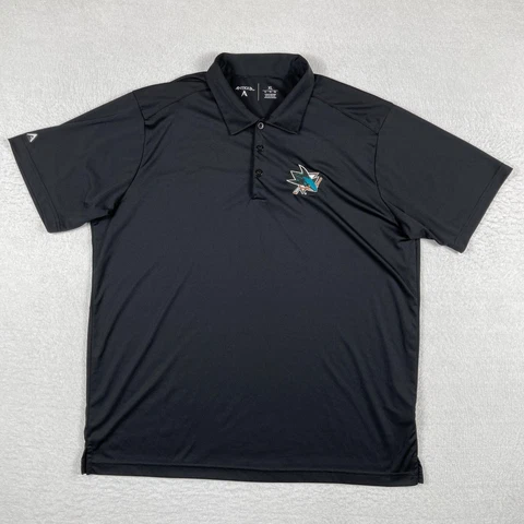San Jose Sharks Polo Shirt Mens XL Black Antigua NHL Ice Hockey California Golf Cover