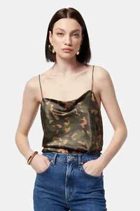 Cami NYC NWT Axel Green Camo Silk Bodysuit Size Small - Picture 1 of 10