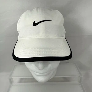 NIKE Hat Cap Adult White Strapback Spellout Dri-Fit Featherlight Running Tennis - Picture 1 of 7