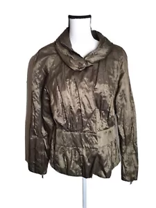 Kenneth Cole New York Satiny Metallic Sheen Jacket 12 Pleating, Zippers, Lined - Picture 1 of 12