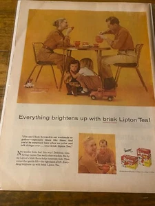 Vintage 1957 Lipton Tea Everything Brightens Up ad - Picture 1 of 1