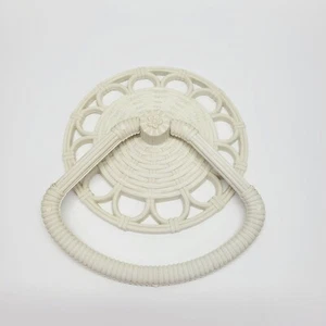 Vintage 70s HOMCO Off White Wall Faux Wicker Hand Towel Ring Holder Rattan 1978 - Picture 1 of 8