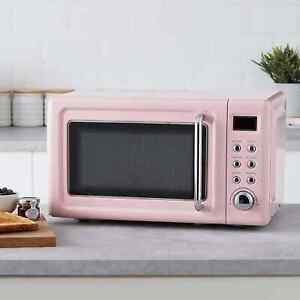 Retro Pink Digital 20L 800W Microwave Kitchen Appliance & Child Lock 5 Settings