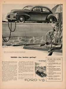 1939 Ford V-8 Car Auto Automobile Vintage Print Ad Style Winter Ice Boat USA - Picture 1 of 8