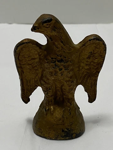 EAGLE Vintage Cast Iron Flag Pole Topper Furniture Architectural Finial Old Gold Cover