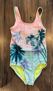 GUC Girl's Justice Tropical Vibes Graphic Print One Piece Swimsuit, Size: 8 - Picture 1 of 4