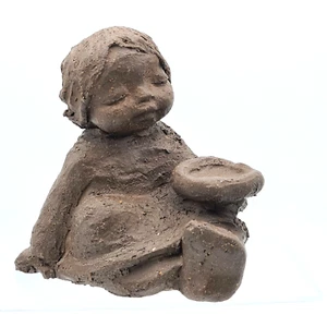Julia E Limpke Skulptur 'Kirschkinder' Mädchen Ton signiert H13cm RAR 80er/90er - Bild 1 von 14