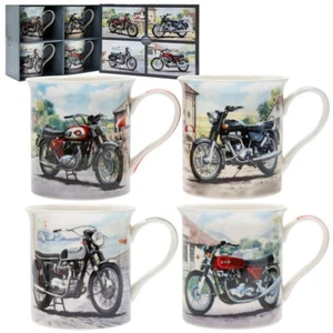 Classic Motorbikes Mugs Set of 4 Ceramic Coffee Tea Mugs - Picture 1 of 3