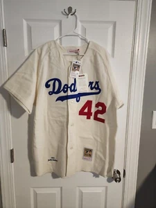 100% Authentic Mitchell & Ness 1955 Jackie Robinson Dodgers Jersey Sz 52 XXL - Picture 1 of 4