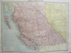 1920 LARGE MAP ~ CANADA ~ BRITISH COLUMBIA VANCOUVER ROCKY MOUNTAINS